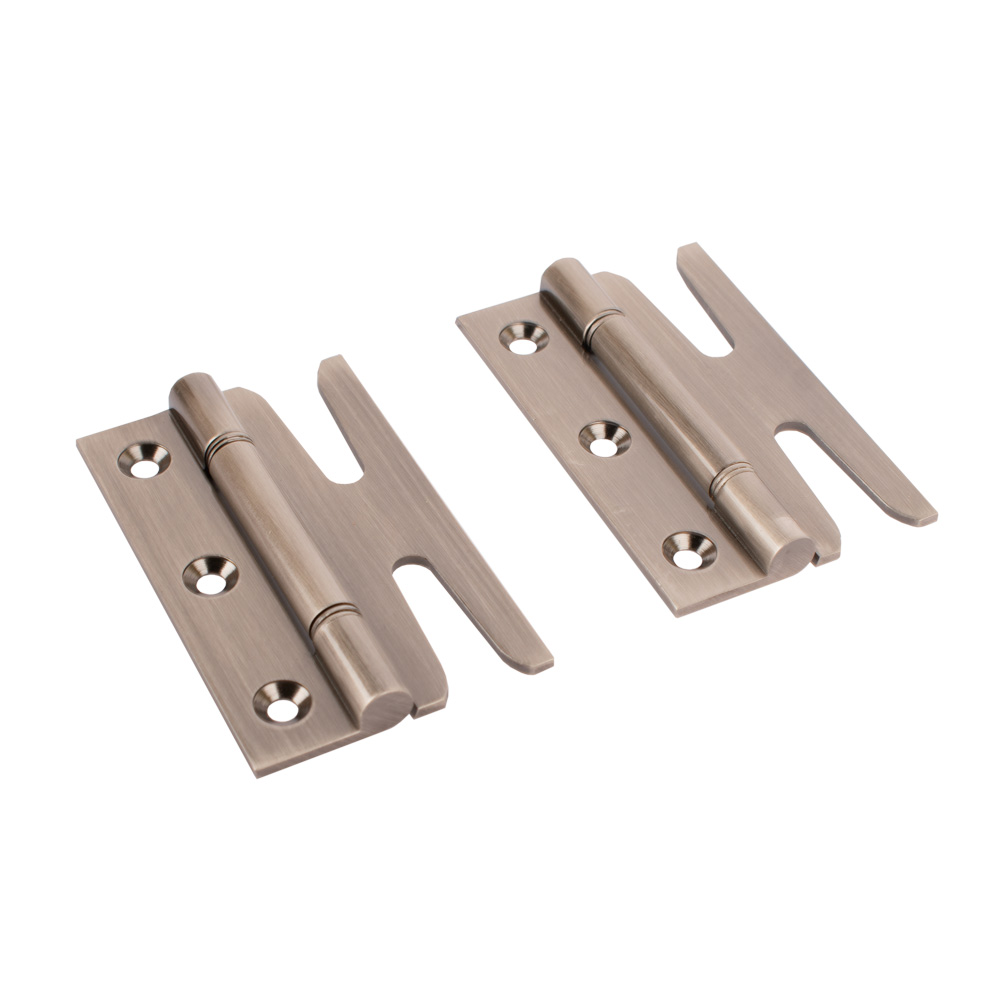 Simplex Solid Brass Hinges with Double Steel Washers (Sold in Pairs) - Antique Nickel